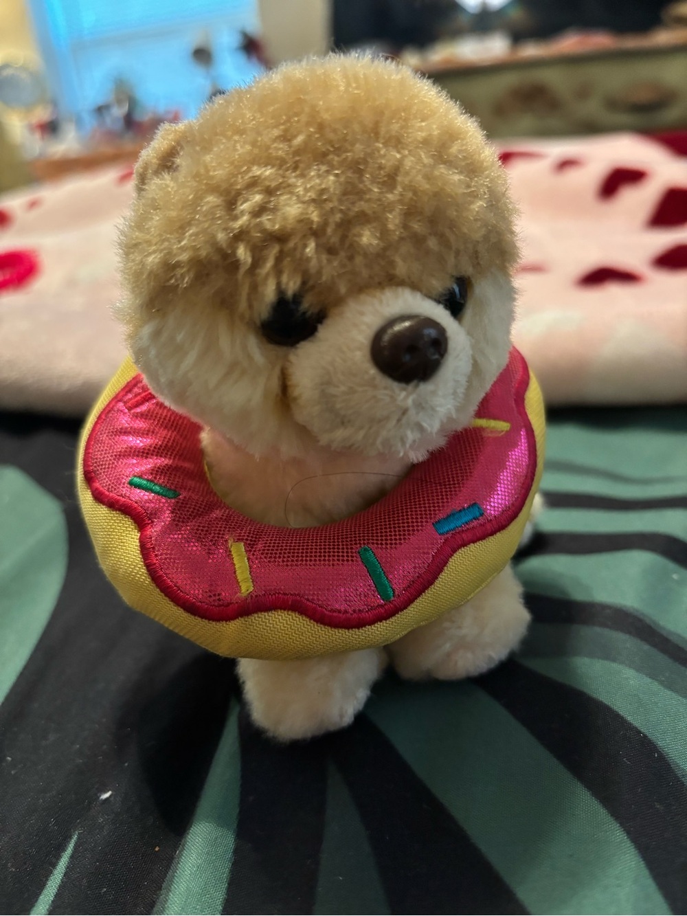 Gund Boo Plush Dog Toy with Pink Donut Collar